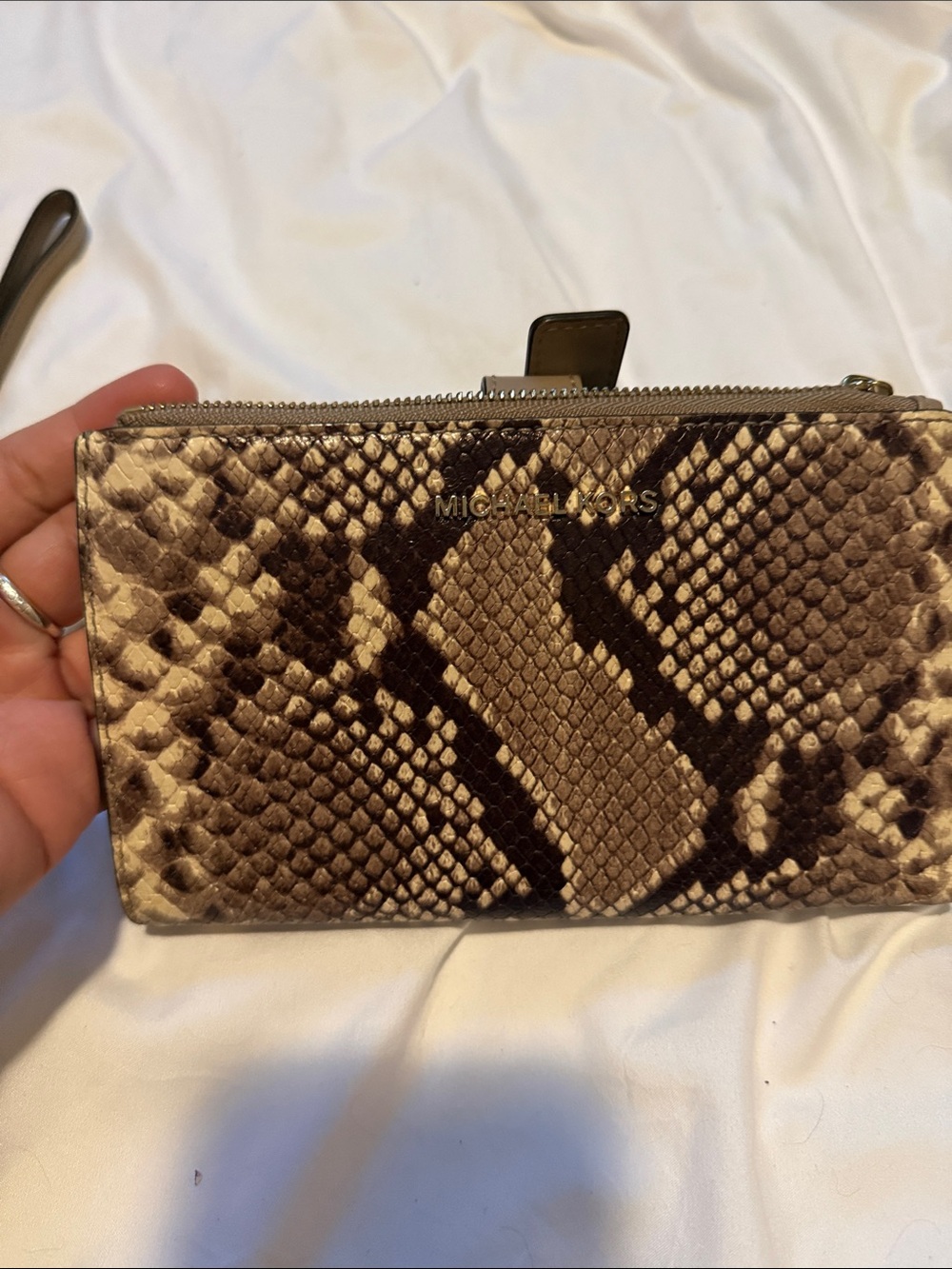 Michael Kors Snake-Print Zip Wallet wristlet